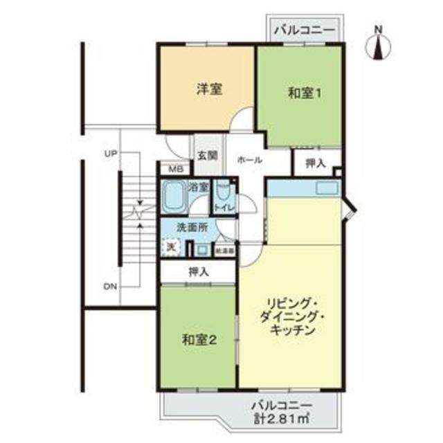 グリーンメゾン貝取-2第2-13号棟(3LDK/4階)の間取り写真