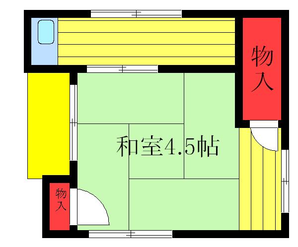 上地荘A(ワンルーム/2階)の間取り写真