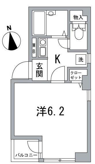 根本ビル(1K/4階)の間取り写真