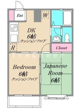 ベルストーン(2DK/1階)の間取り写真