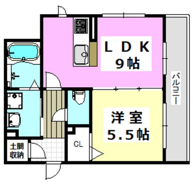 アンビエラ天王(1LDK/2階)の間取り写真