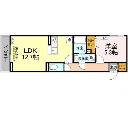 セレスティア鷺宮(1LDK/2階)の間取り写真