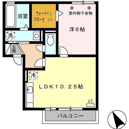 カーサフォレスト(1LDK/2階)の間取り写真