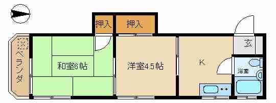 YSホーム(2K/2階)の間取り写真