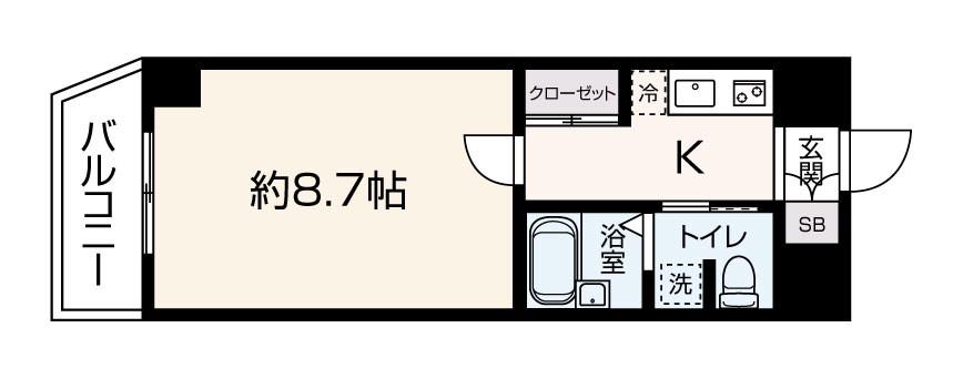 MUSIC JOY 根岸 Aタイプ(1K/5階)の間取り写真