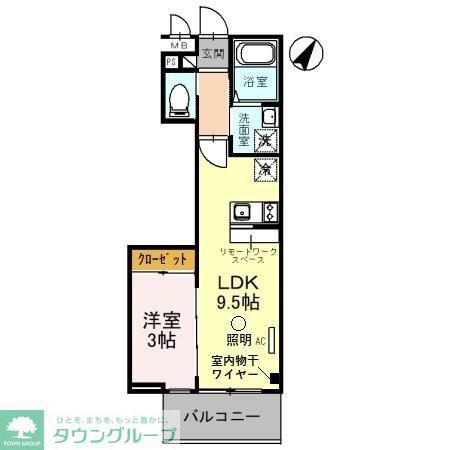 グレイスグリーンヒルズ(1LDK/2階)の間取り写真