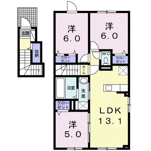 フォルテシモ VI(3LDK/2階)の間取り写真