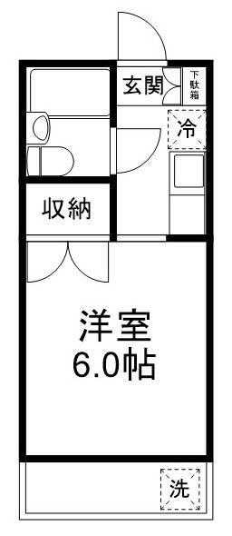 江野沢ハイツA(1K/2階)の間取り写真