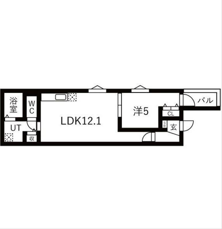 BC生駒B(1LDK/3階)の間取り写真