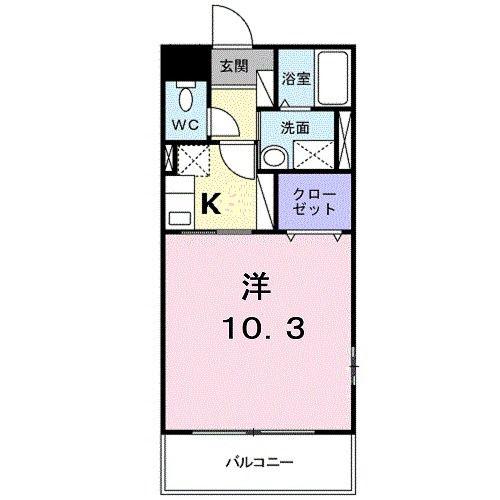 ボナール新中町(1K/1階)の間取り写真