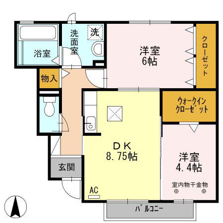 フォルトゥーナ(2DK/1階)の間取り写真