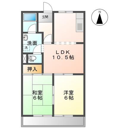 ハピネス宝(2LDK/2階)の間取り写真