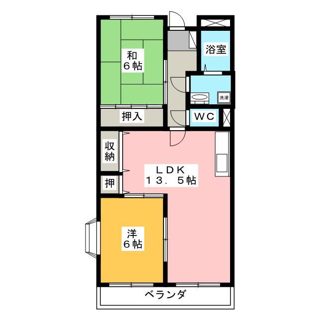アンソレイエ A(2LDK/3階)の間取り写真