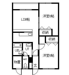 壱番館A(2LDK/1階)の間取り写真