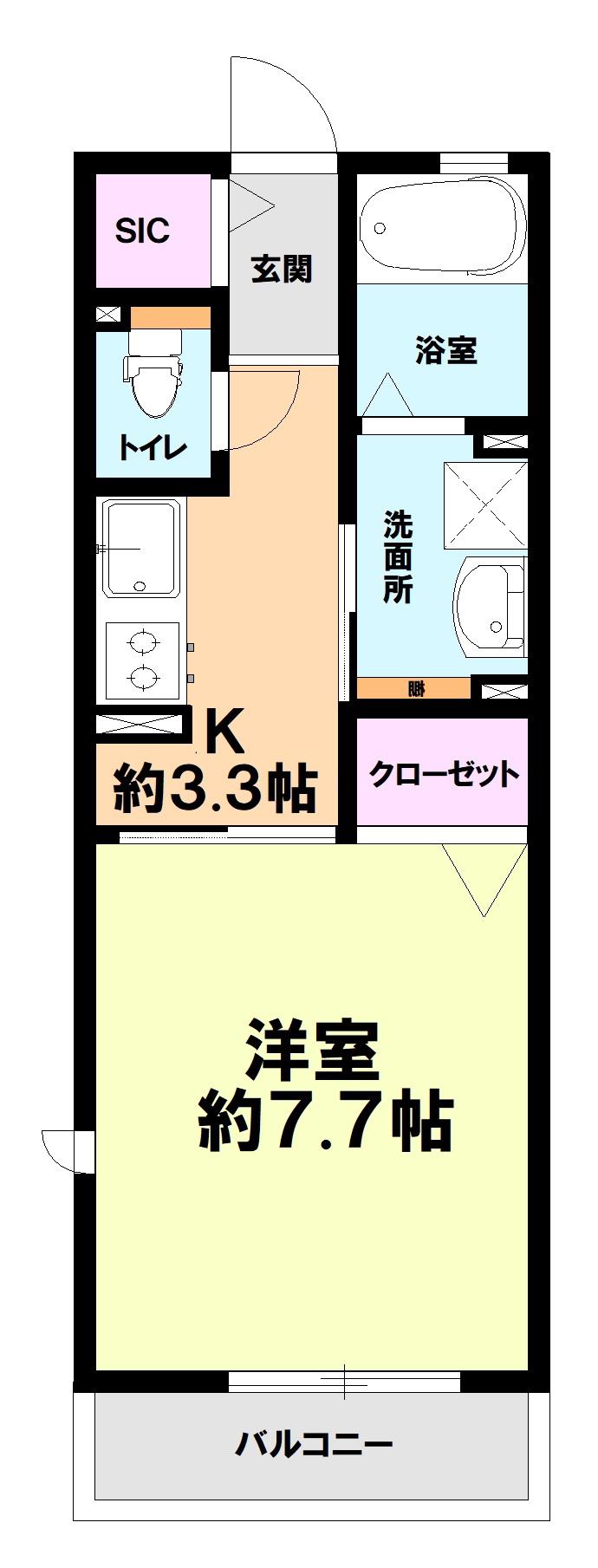 クロスローズ早見(1K/1階)の間取り写真