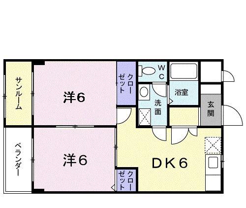 クリンゲル(2DK/2階)の間取り写真