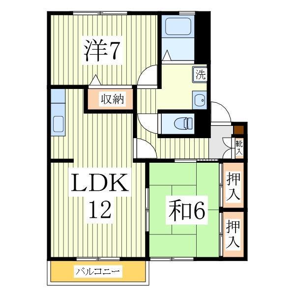 グリーンハイツ(2LDK/2階)の間取り写真