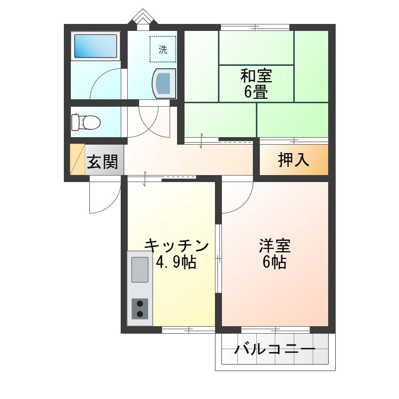 第8ヤマナカビレッジ(2K/3階)の間取り写真