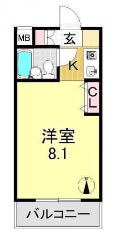 メゾンエトナ(1K/5階)の間取り写真