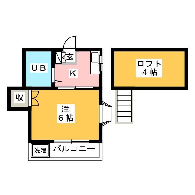 イーストハウス(1K/2階)の間取り写真