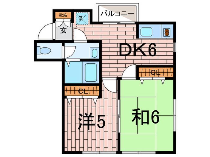 サウザンドテラス(2DK/2階)の間取り写真