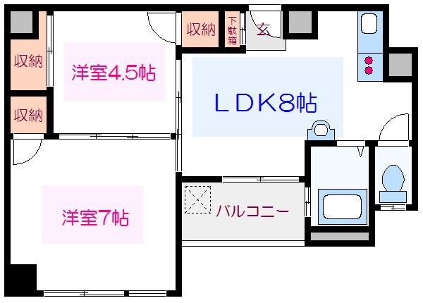清澄マンション(2DK/4階)の間取り写真