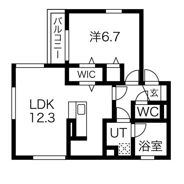 D-ROOM桂西口(1LDK/2階)の間取り写真
