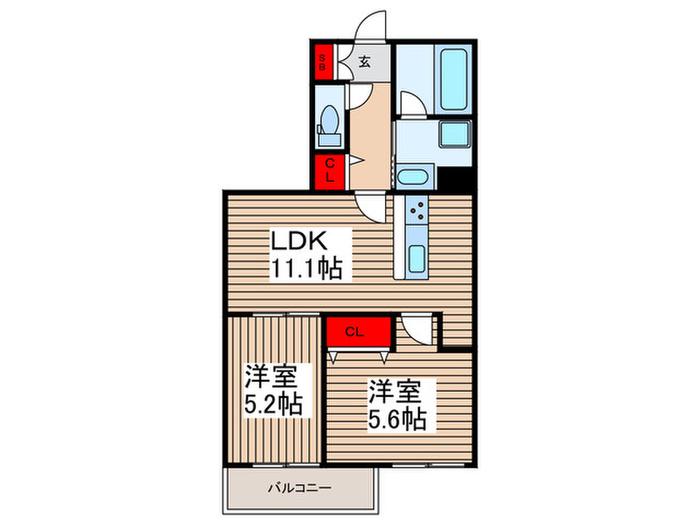 IN RESIDENCE東川口(2LDK/3階)の間取り写真