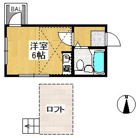 ライフピアひまわり(1K/2階)の間取り写真