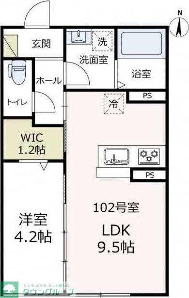 GRAND HILLS(1LDK/1階)の間取り写真