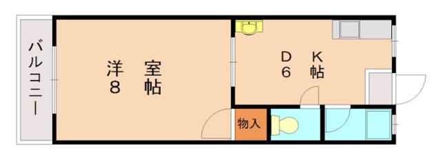 サンロード(1DK/2階)の間取り写真