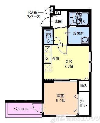 フジパレス下新庄I番館(1DK/1階)の間取り写真