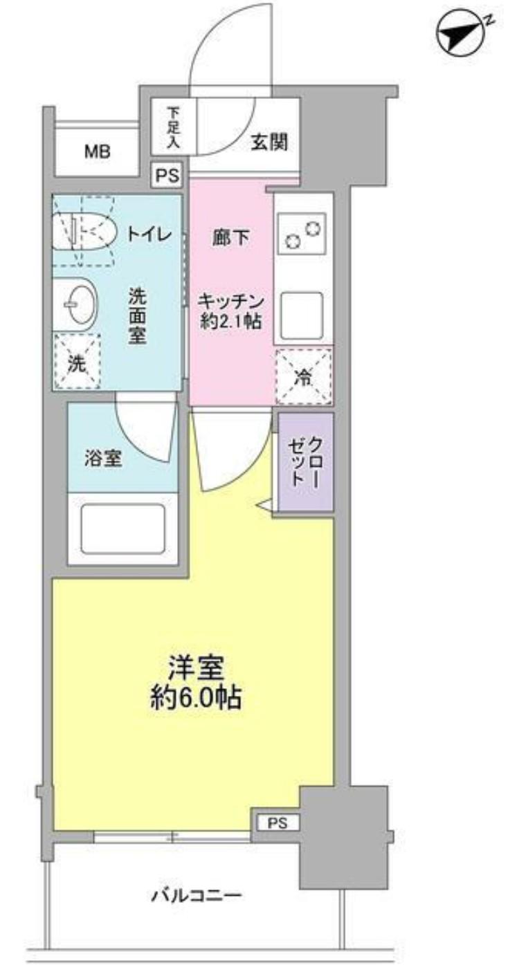 サンピエス大森(1K/14階)の間取り写真
