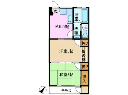 コーポ緑(2K/1階)の間取り写真