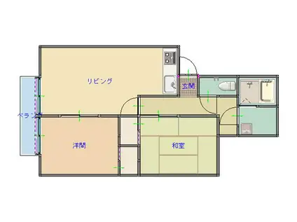 シャトー川岸(2LDK/2階)の間取り写真