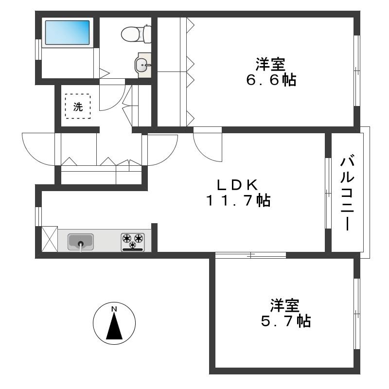 志村マンション(2LDK/3階)の間取り写真