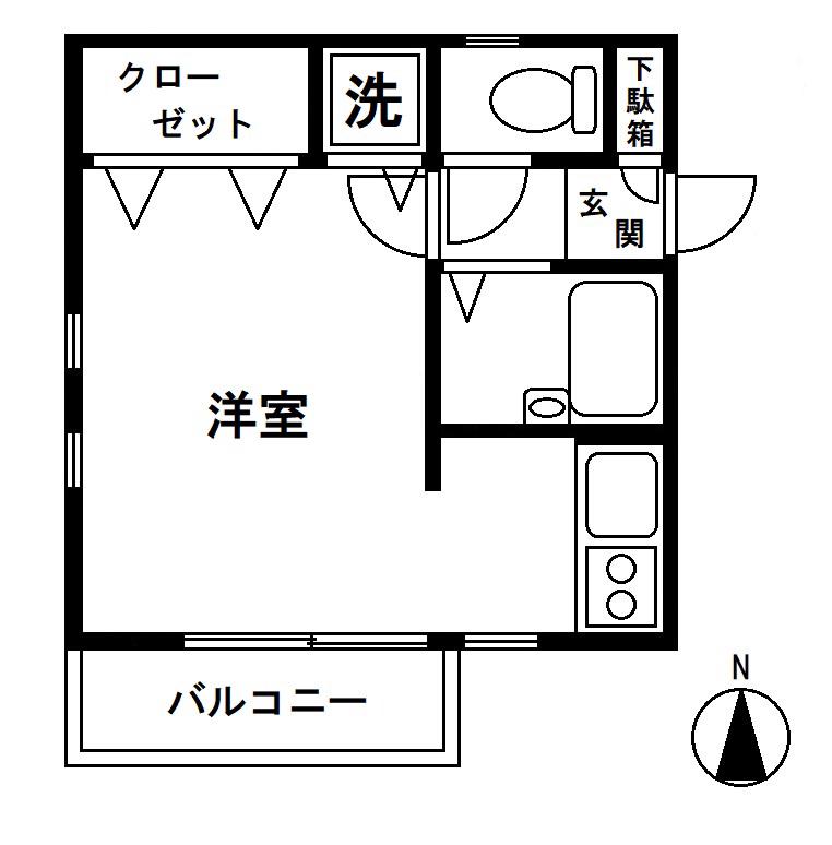 オーシャンズブルー(ワンルーム/2階)の間取り写真
