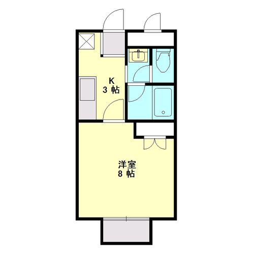 ハイツリバーサイド(1K/2階)の間取り写真