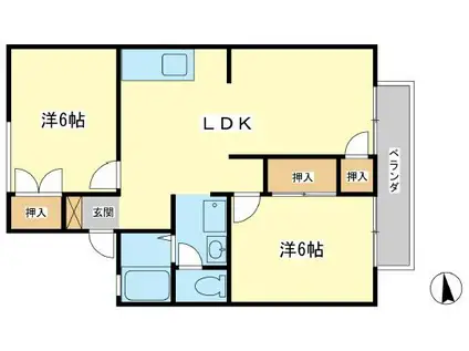 ハイネスKII(2LDK/2階)の間取り写真