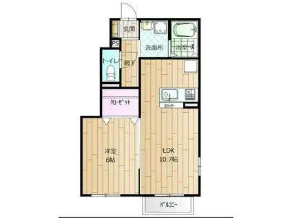 シティアタゴII(1LDK/1階)の間取り写真