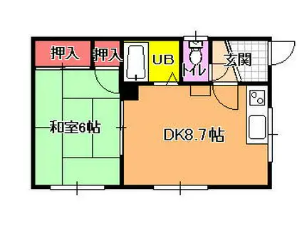 高山アパート(1DK/1階)の間取り写真