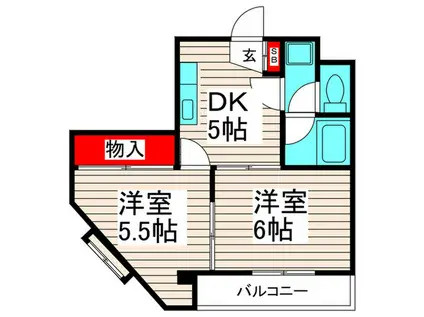 飯塚商店ビル(2DK/3階)の間取り写真