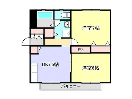 リバーサイドアライ(2DK/2階)の間取り写真