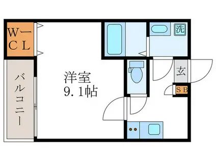 エステイトE桂川A棟(1K/3階)の間取り写真