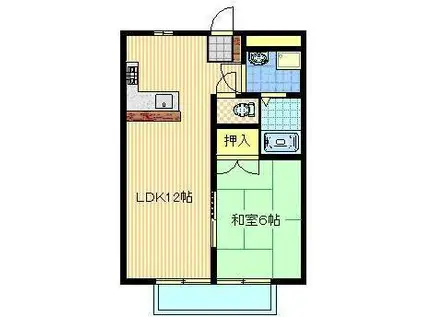 クレインS(1LDK/1階)の間取り写真