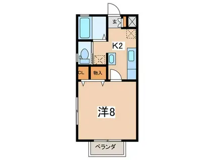 アンビシャス(1K/2階)の間取り写真