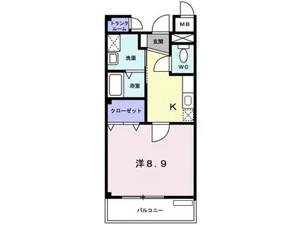 セレーノ東生駒B(1K/2階)の間取り写真