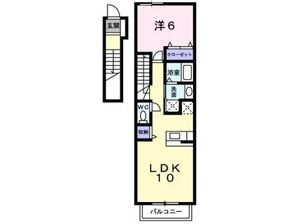 メロディハウスⅡ(1LDK/2階)の間取り写真