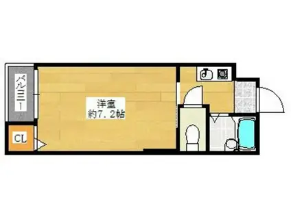 ミドウスジ堺II(1K/3階)の間取り写真