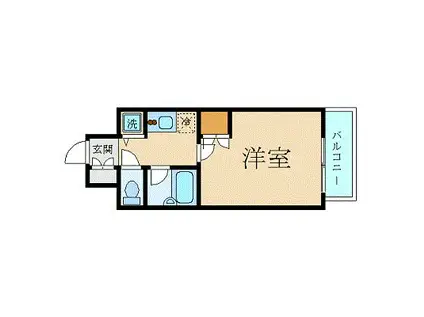 スカイコート品川大崎(1K/6階)の間取り写真